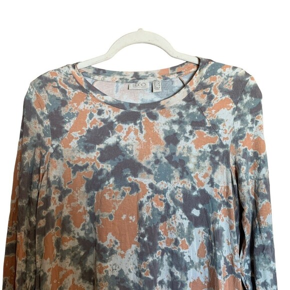 LOGO By Lori Goldstein Womens Size XS Multicolor Print Abstract Stretch Blouse - Picture 2 of 4